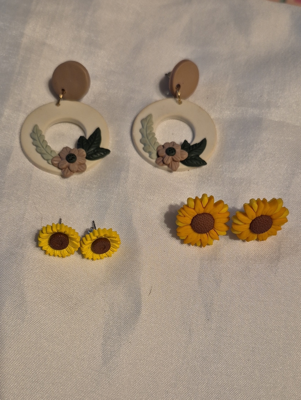 Liquid Clay Post Earrings Hand Made